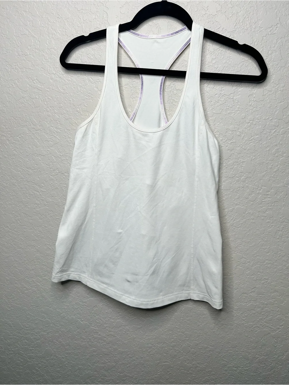 Lululemon White Racerback Ruffle Back Tank Top